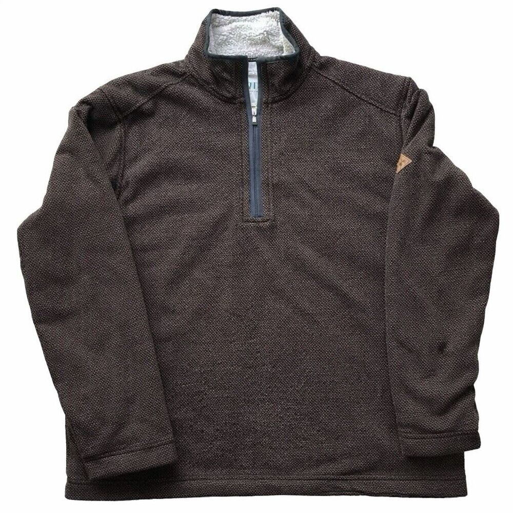 Orvis Sherpa Lined 1/4 Zip Pullover Mens L Brown Textured Fleece Sweater